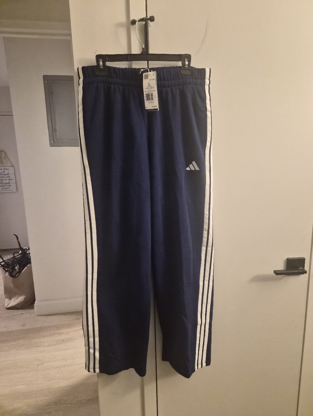 adidas Navy Sweatpants with White Side Stripes